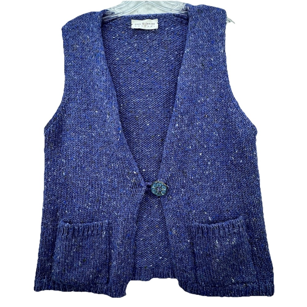 Designer Edel MacBride Sweater Vest Hand Made‎ in Ireland Size Large 100% Wool